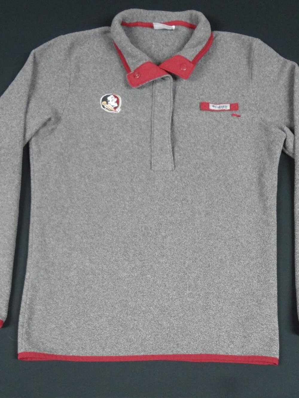 COLUMBIA PFG FLORIDA FSU SEMINOLES FLEECE GRAY MED PULLOVER JACKET SWEATER M80